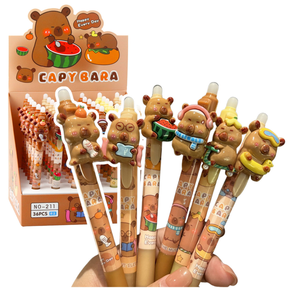 Rašiklis su trintuku capybara 3d, mėlynas, automatinis, 15 cm