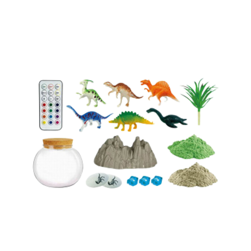 Dinozaurų terariumo kūrybinis rinkinys su LED apšvietimu 2