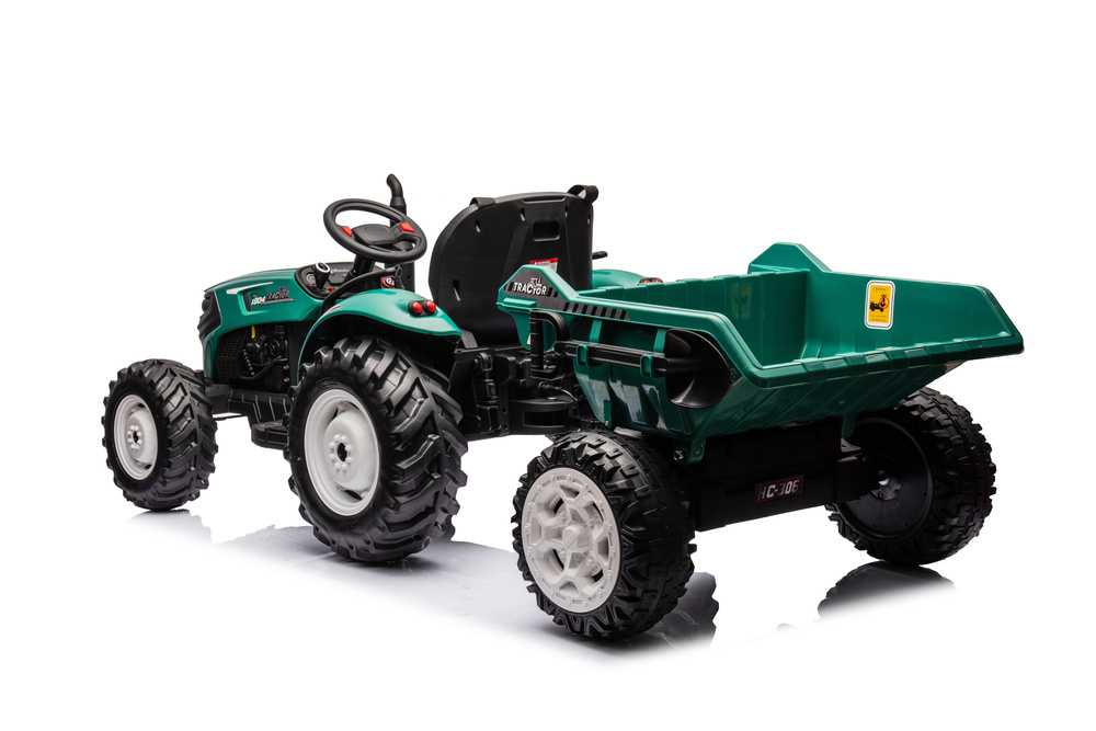 Akumuliatorinis traktorius su priekaba hc-306, 24v, tamsiai žalias