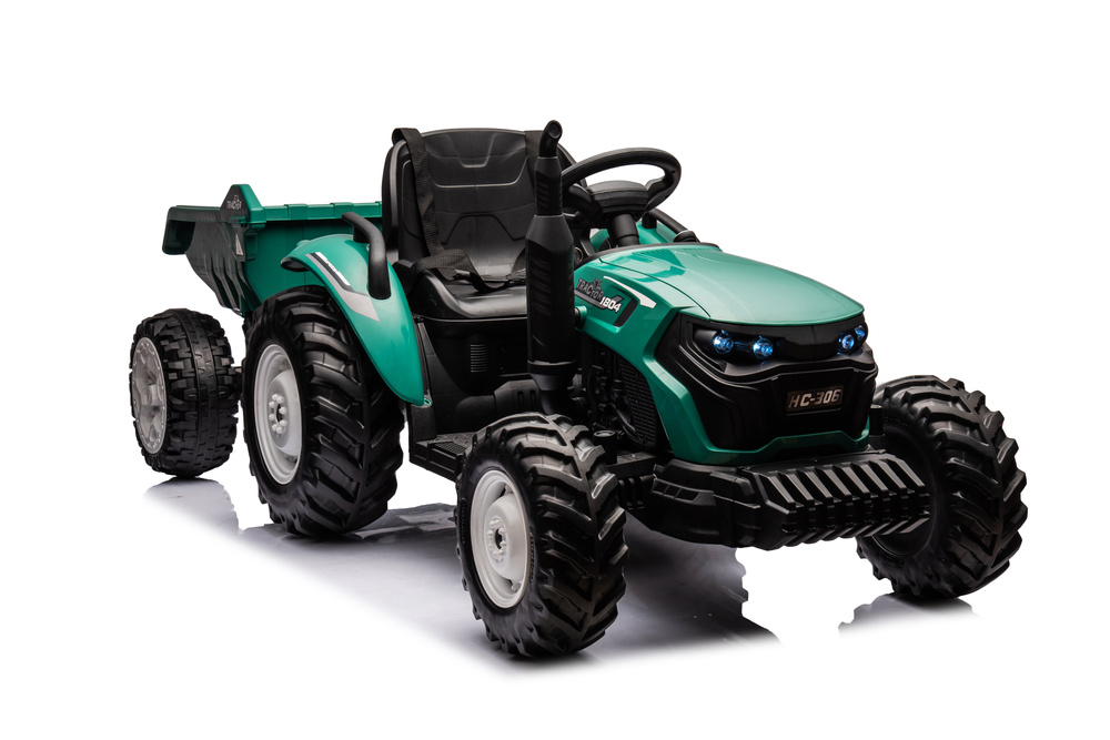 Akumuliatorinis traktorius su priekaba hc-306, 24v, tamsiai žalias