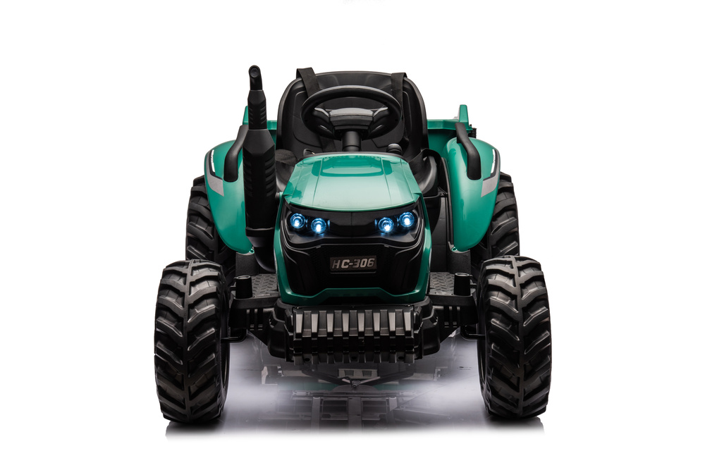 Akumuliatorinis traktorius su priekaba hc-306, 24v, tamsiai žalias