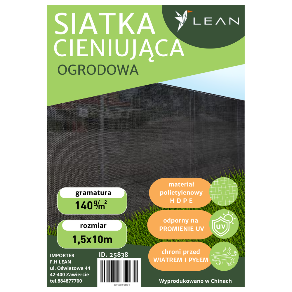 Apsauginis tinklas tvorai, 1.5 x 10 m, 140 g/m²