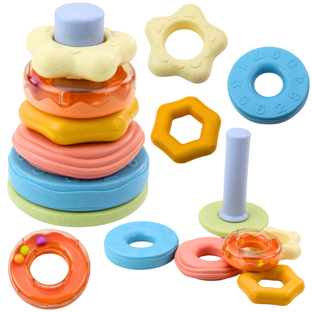 Sensorinis žiedų bokštas vaikams 17 cm