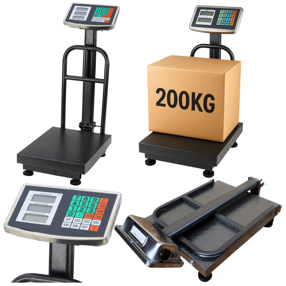 Elektroninės platforminės svarstyklės su lcd ekranu, 200 kg, 20 g tikslumas