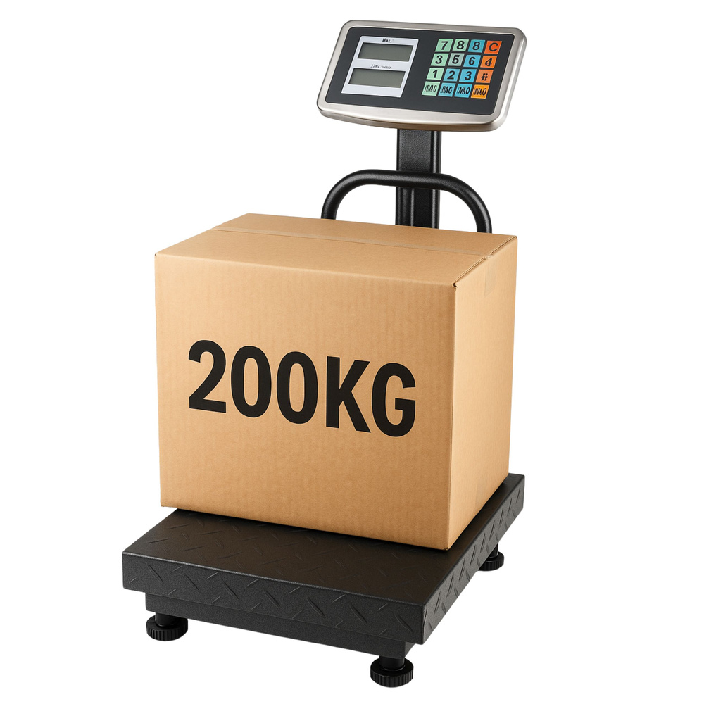 Elektroninės platforminės svarstyklės su lcd ekranu, 200 kg, 20 g tikslumas