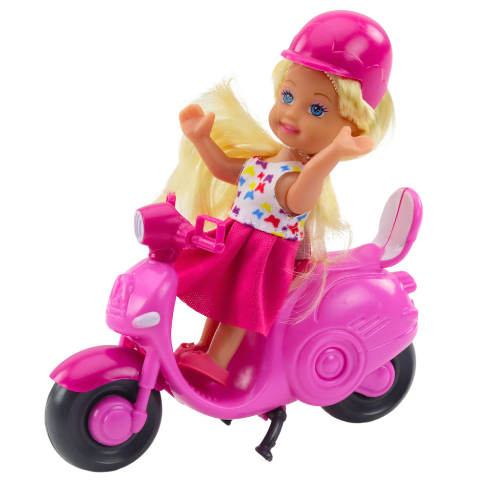 Mini lėlė su paspirtuku ir šalmu