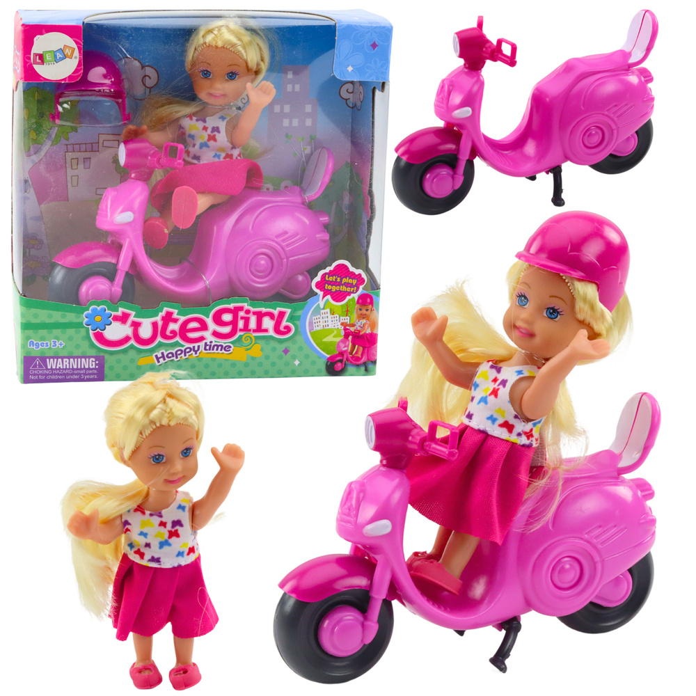Mini lėlė su paspirtuku ir šalmu