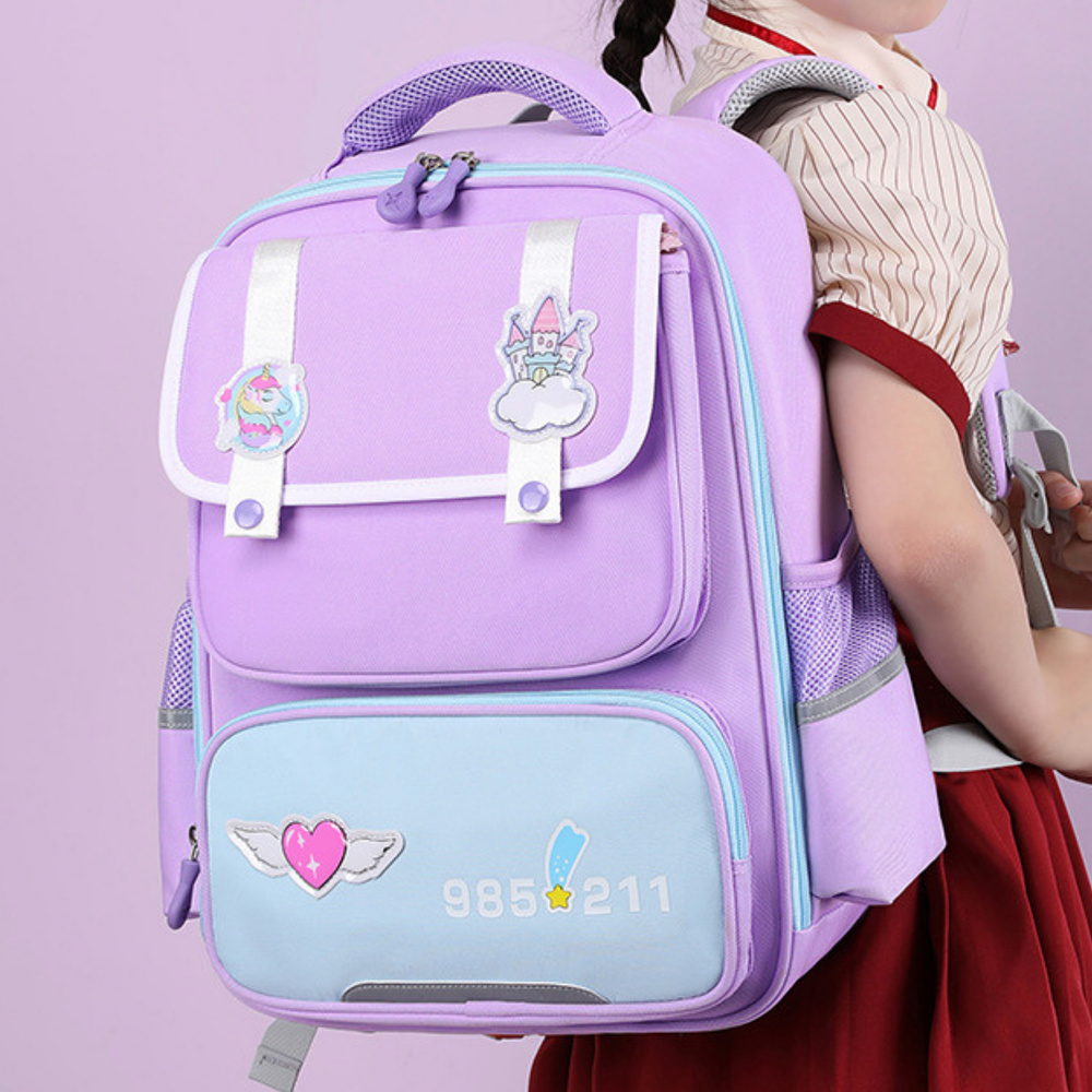 Mokyklinė kuprinė su pleistrais violetinė 16l