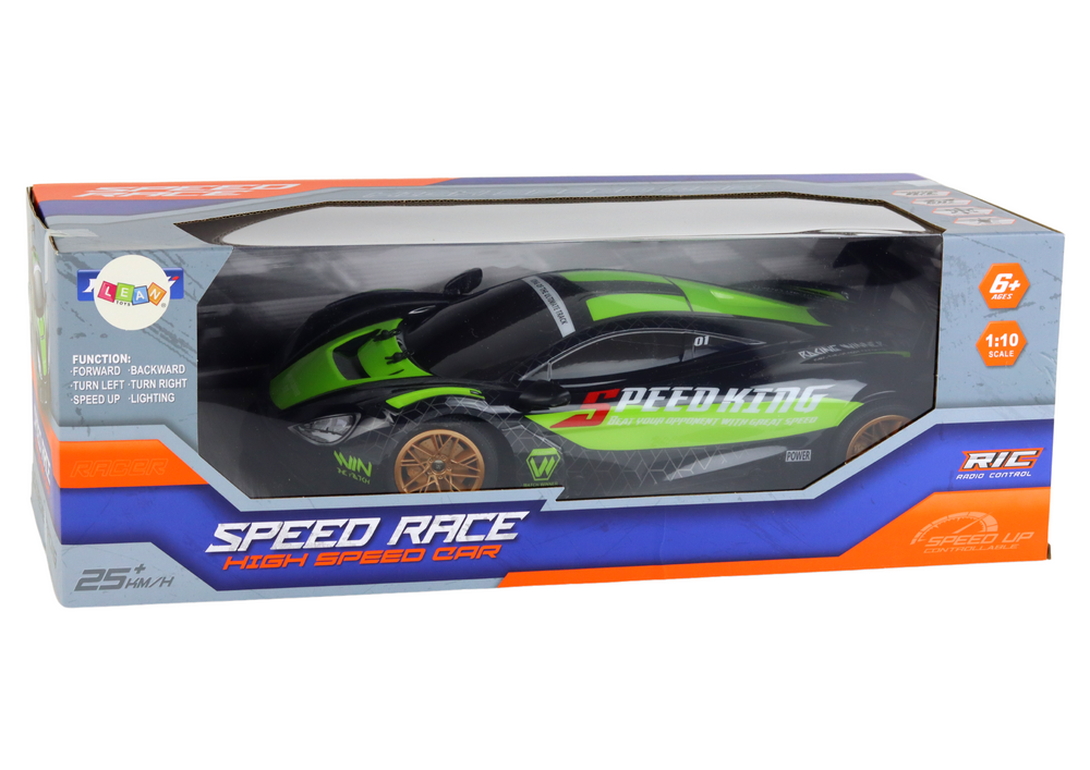 Nuotoliniu būdu valdomas sportinis automobilis lean toys, žalias, 42,5x22x10cm