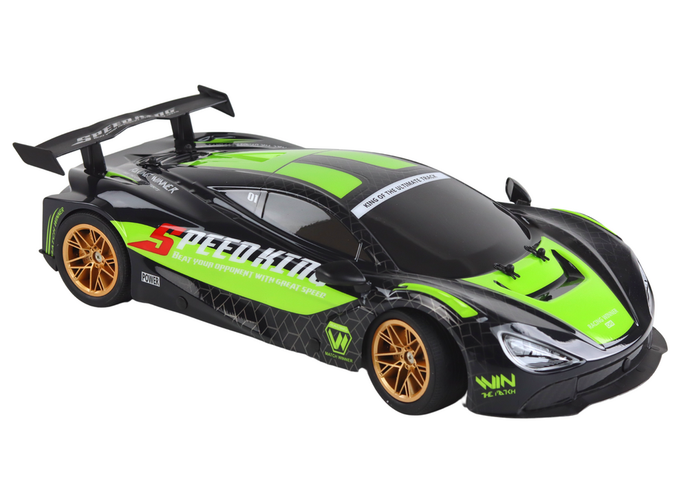Nuotoliniu būdu valdomas sportinis automobilis lean toys, žalias, 42,5x22x10cm