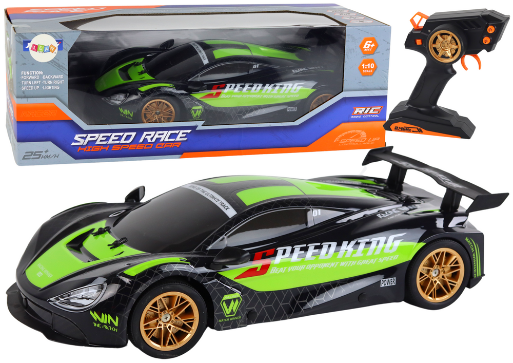 Nuotoliniu Būdu Valdomas Sportinis Automobilis Lean Toys, Žalias, 42,5X22X10Cm