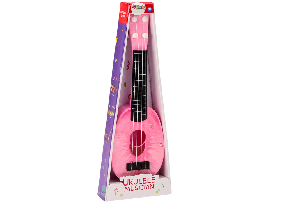 Vaikiška rožinė ukulelė su persiko motyvu