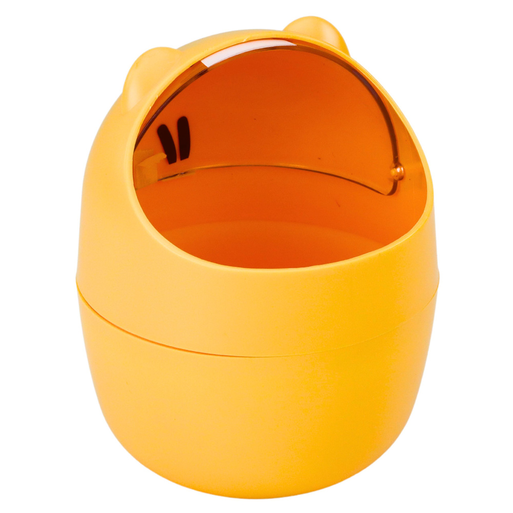 Mini stalo krepšelis su meškiuko dangčiu, oranžinis, 1 l, 16 cm