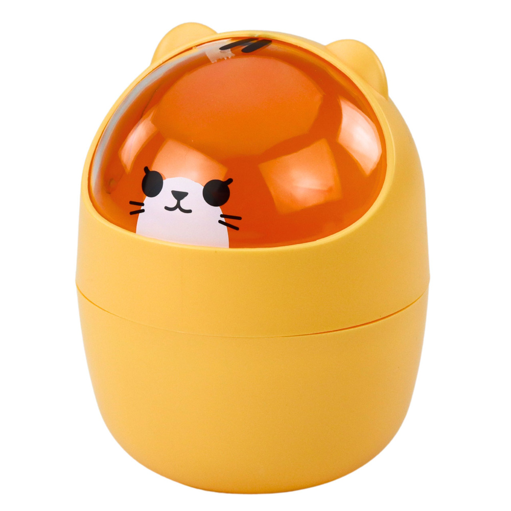 Mini stalo krepšelis su meškiuko dangčiu, oranžinis, 1 l, 16 cm