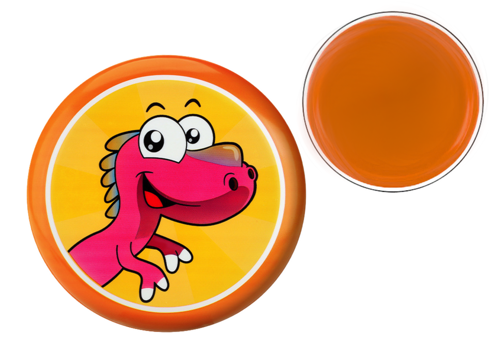 Oranžinė skraidanti lėkštė su dinozauru 20 cm