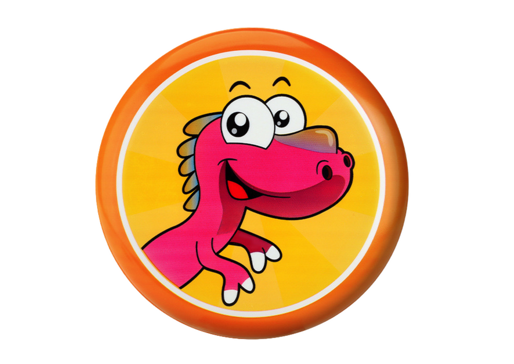 Oranžinė skraidanti lėkštė su dinozauru 20 cm