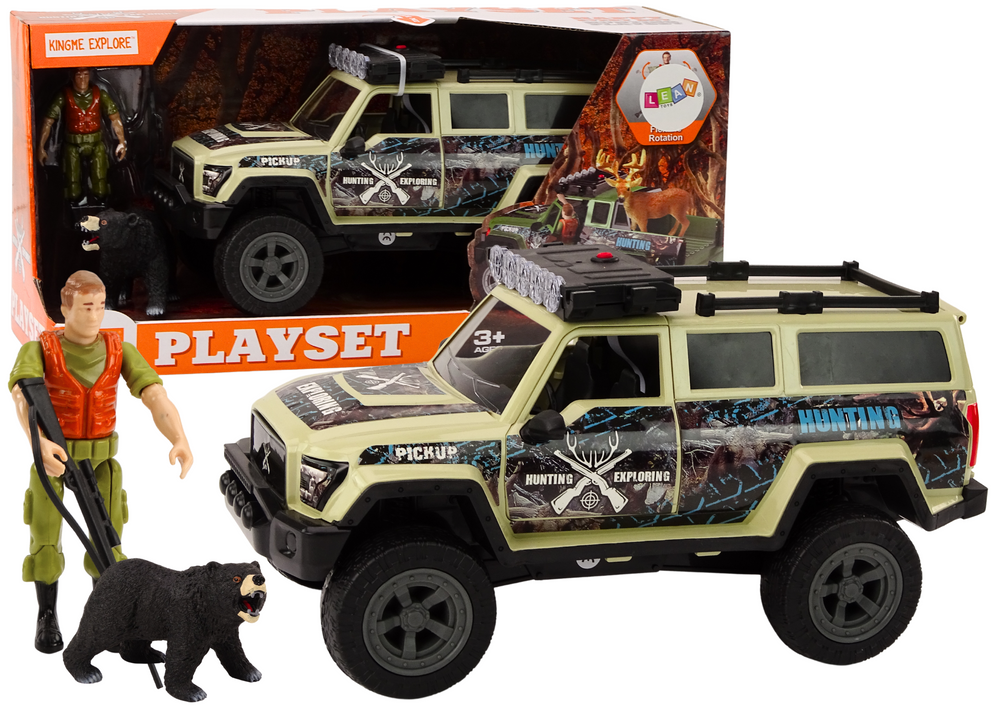Mašinėlė off-road hunting car hunter bear lights sounds beige