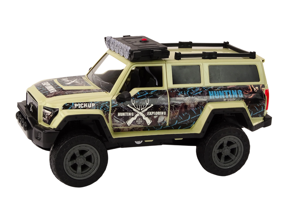 Mašinėlė off-road hunting car hunter bear lights sounds beige