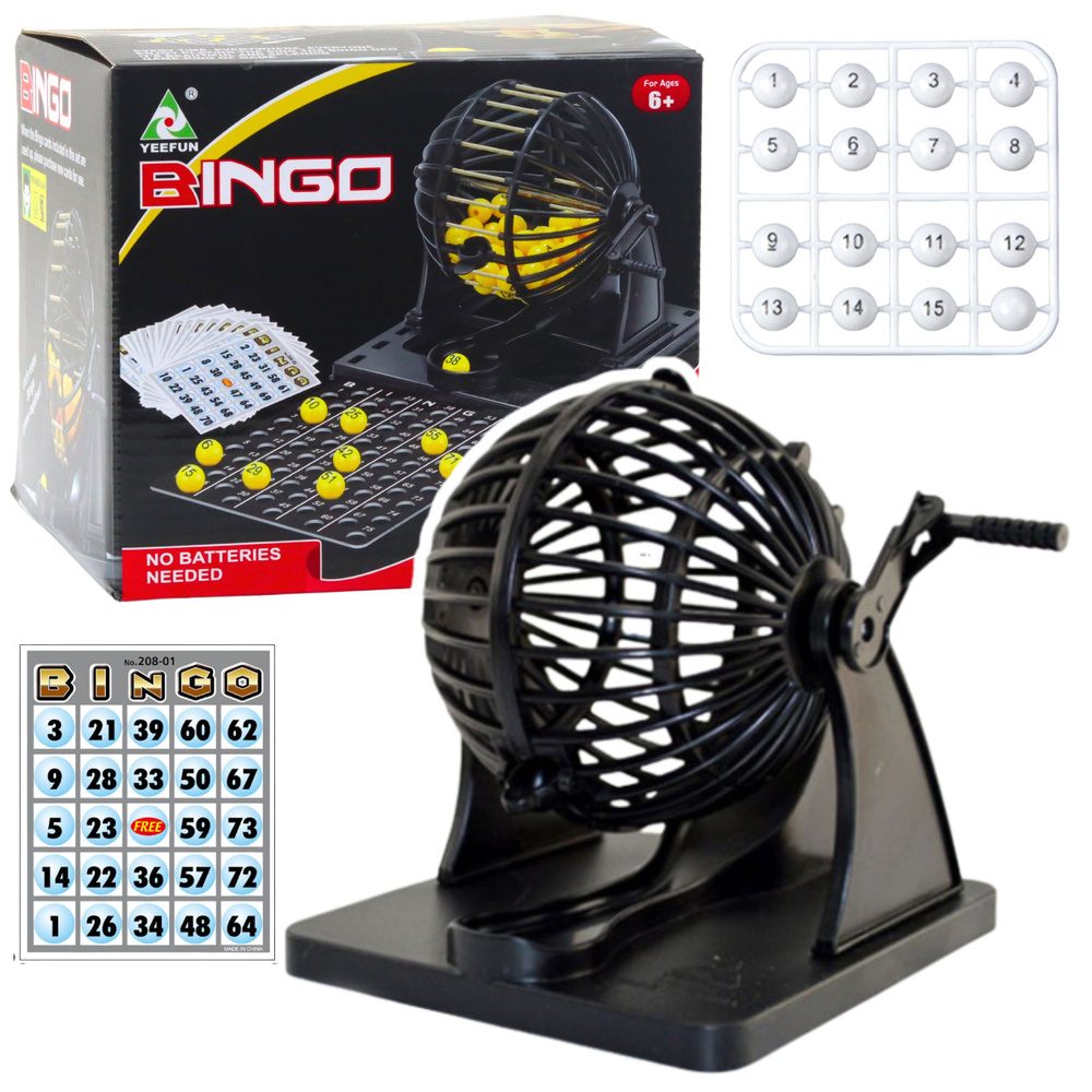 Bingo žaidimas su traukimo mašina 80 kamuoliukų 20 kortelių
