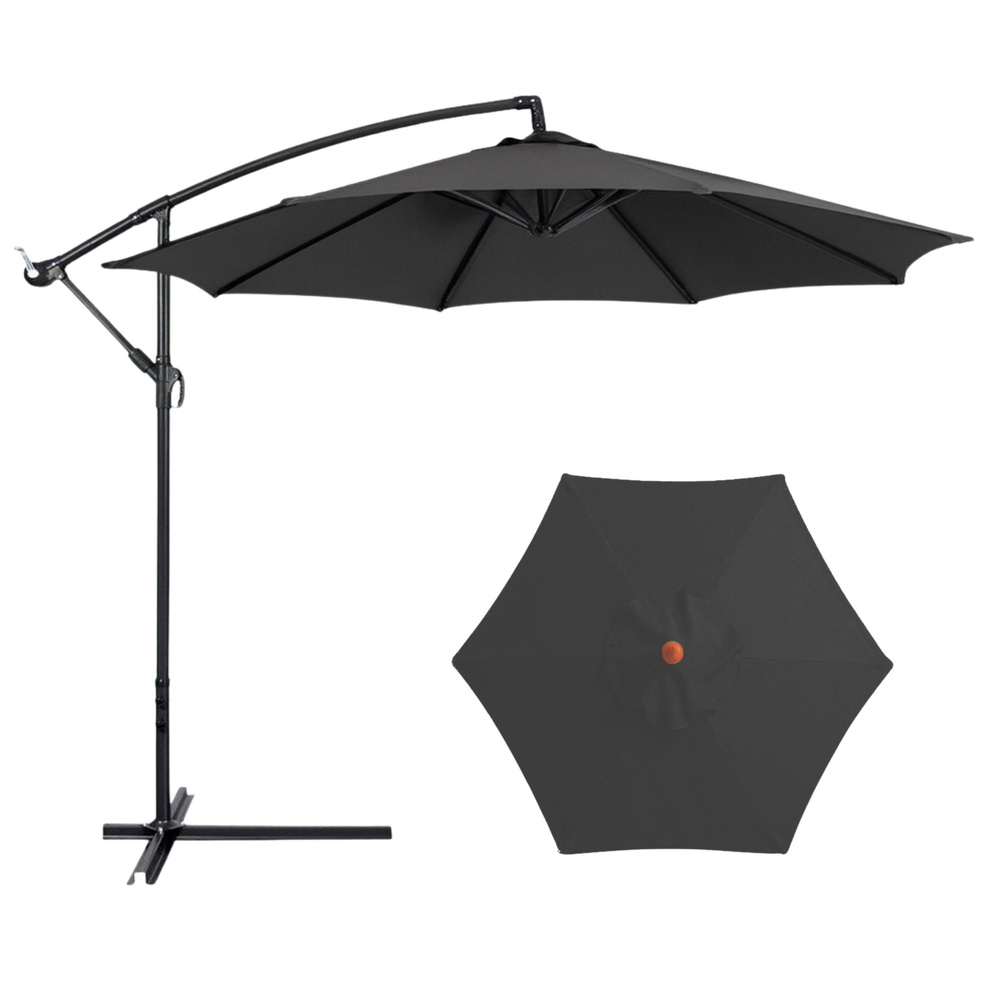 Sodo skėtis su reguliuojamu pasvirimu 350 x 250 cm antracitas