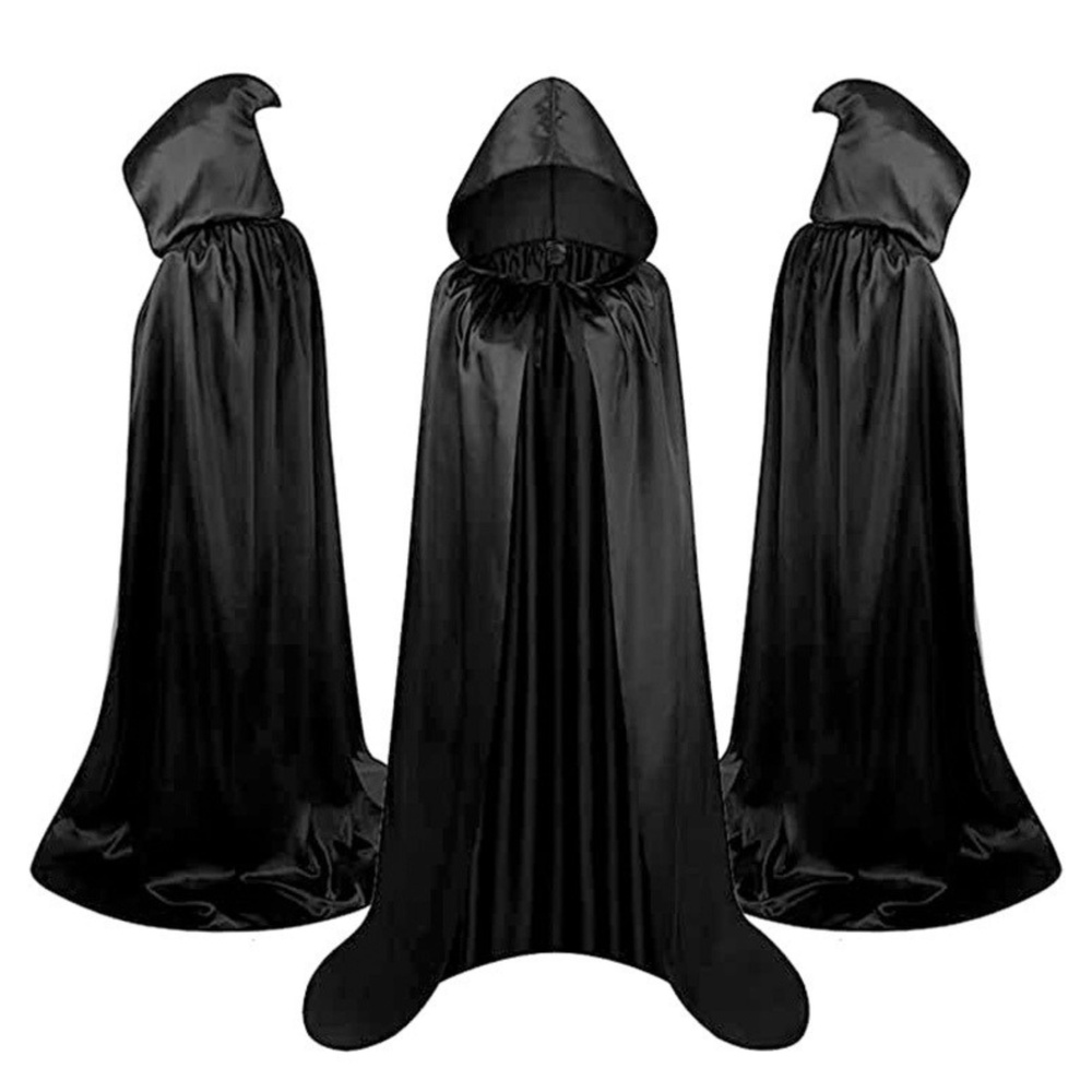 Juodas Apsiaustas su Gobtuvu 150 cm 2