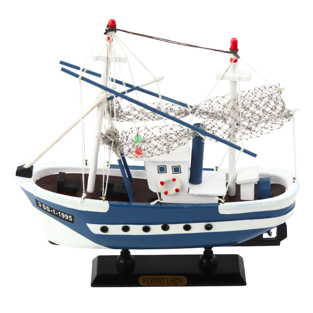 Medinis žvejybinis laivo modelis „flying lady“ 24x23,5 cm