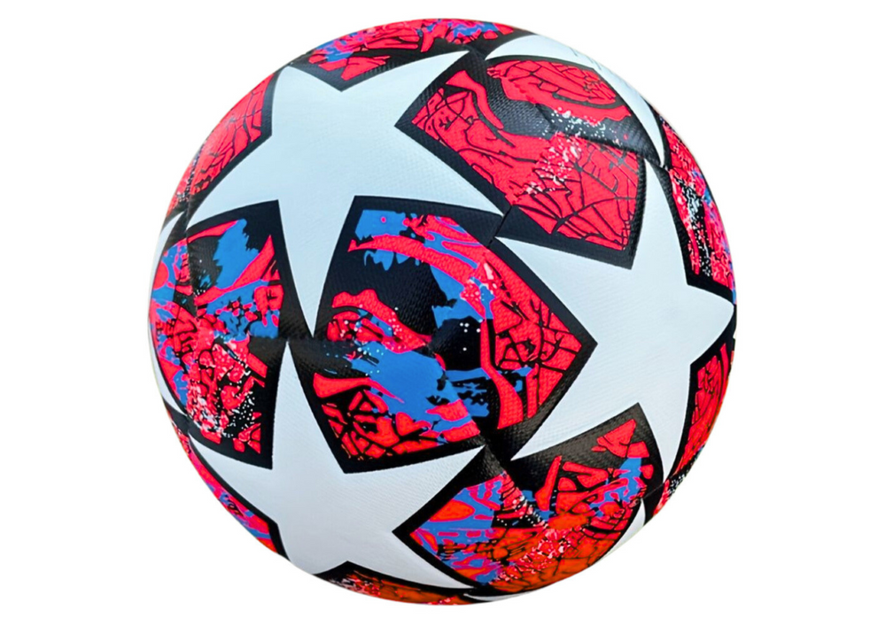Futbolo kamuolys, dydis 5, raudonas ir mėlynas