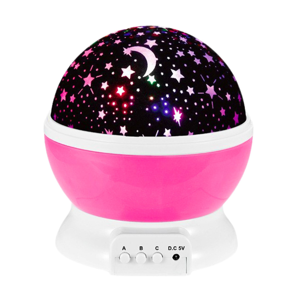 Žvaigždžių projektorius su led naktine lempa, 360° sukimas, 11.2 x 13 cm, rožinė
