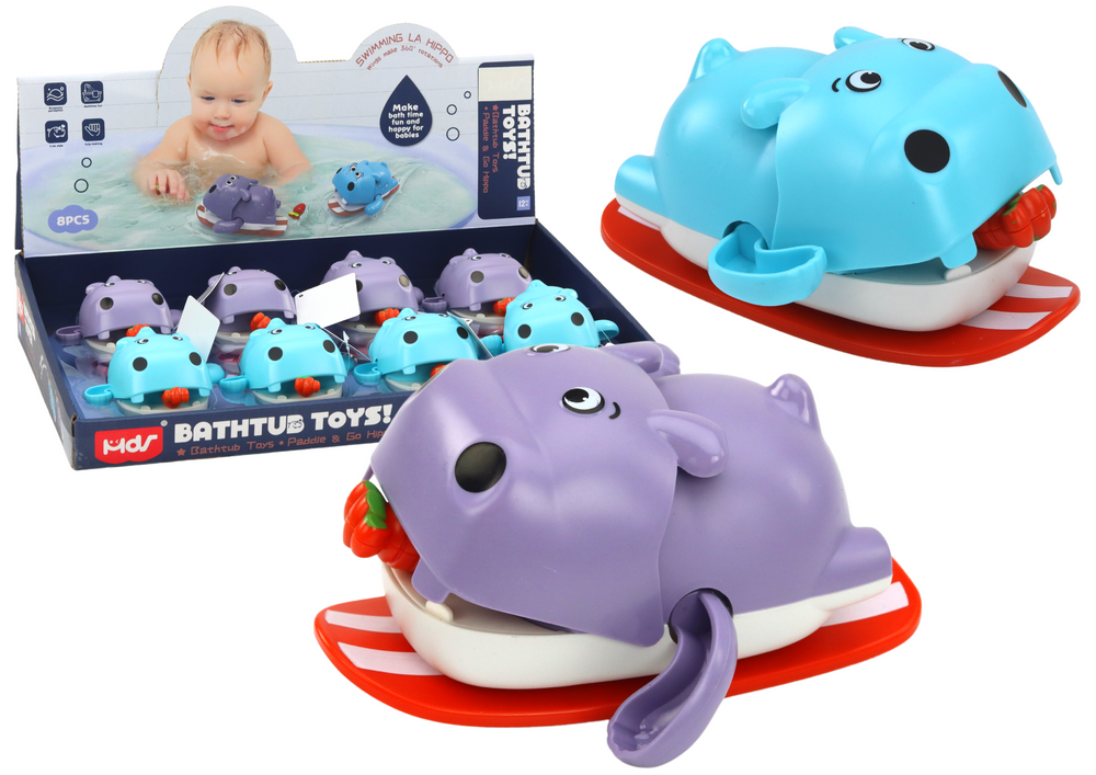 Vonios žaislas begemotas ant banglentės lean toys, 1 vnt.