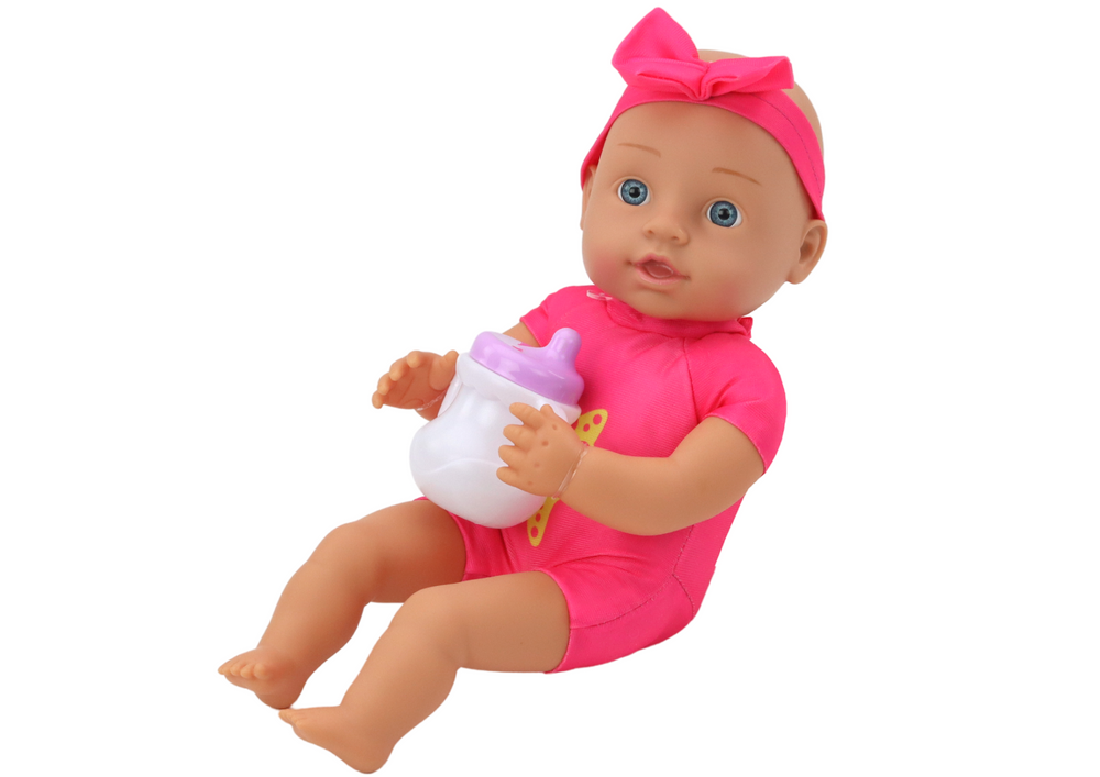 Lėlė rožine apranga su priedais lean toys love baby