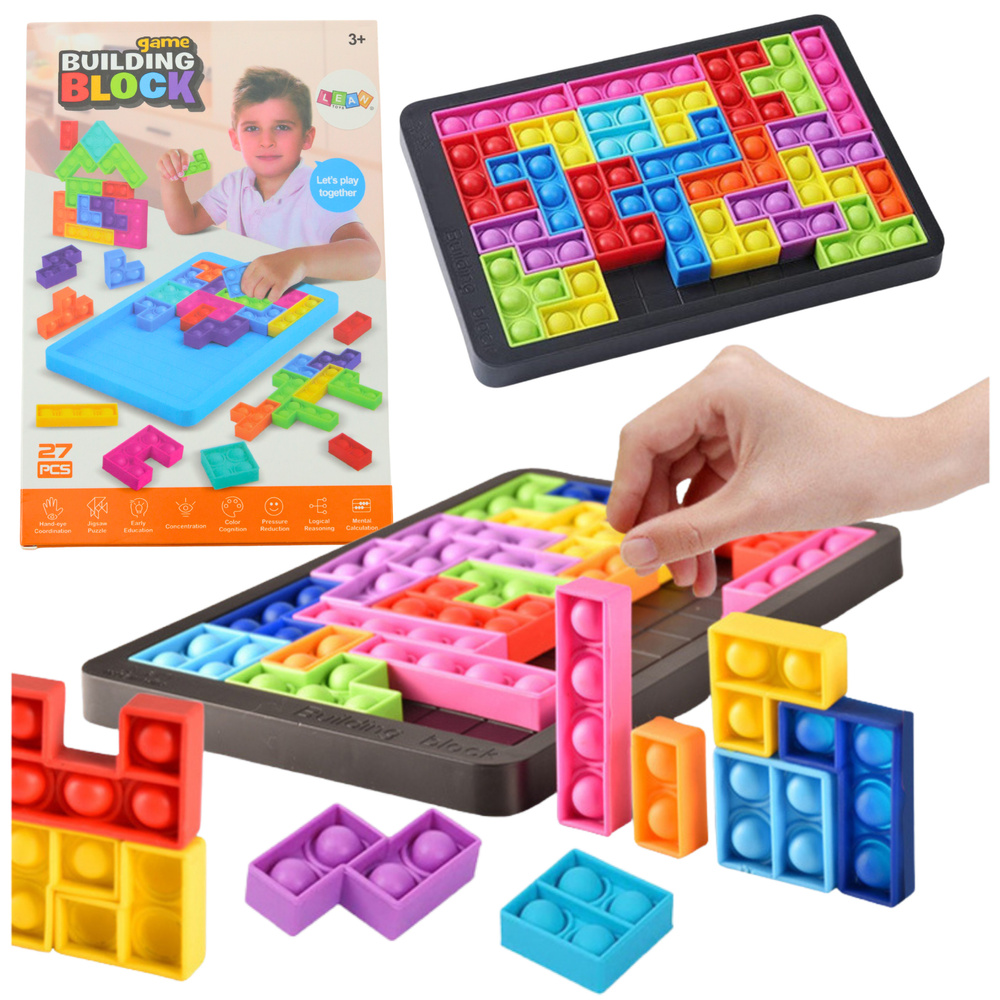 Tetris formos pop it dėlionė 3-in-1 žaislas