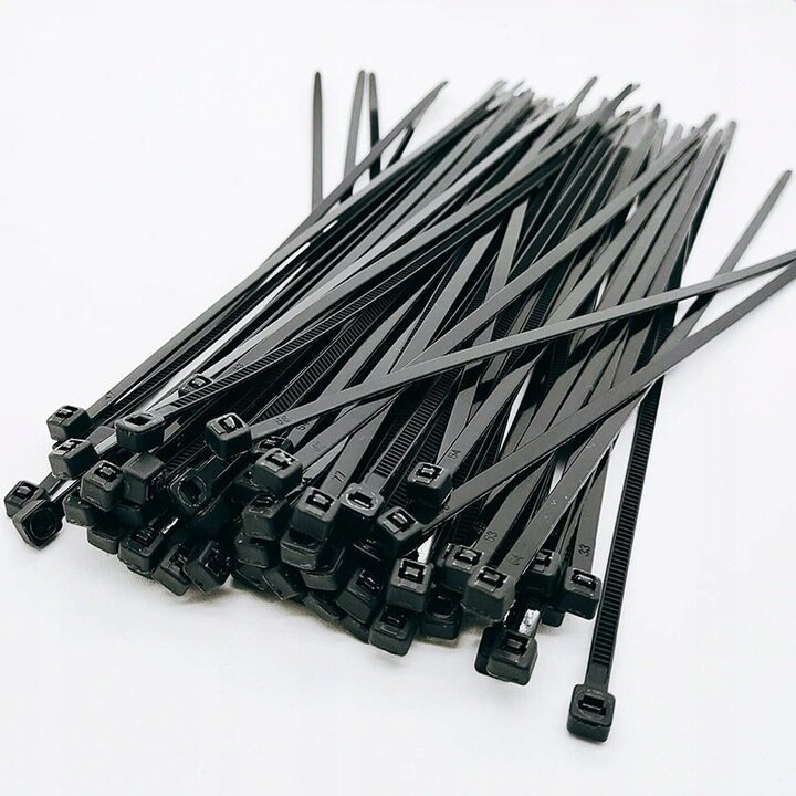 Juodos nailoninės užspaudžiamos juostos, 100 vnt., 3,6x200 mm