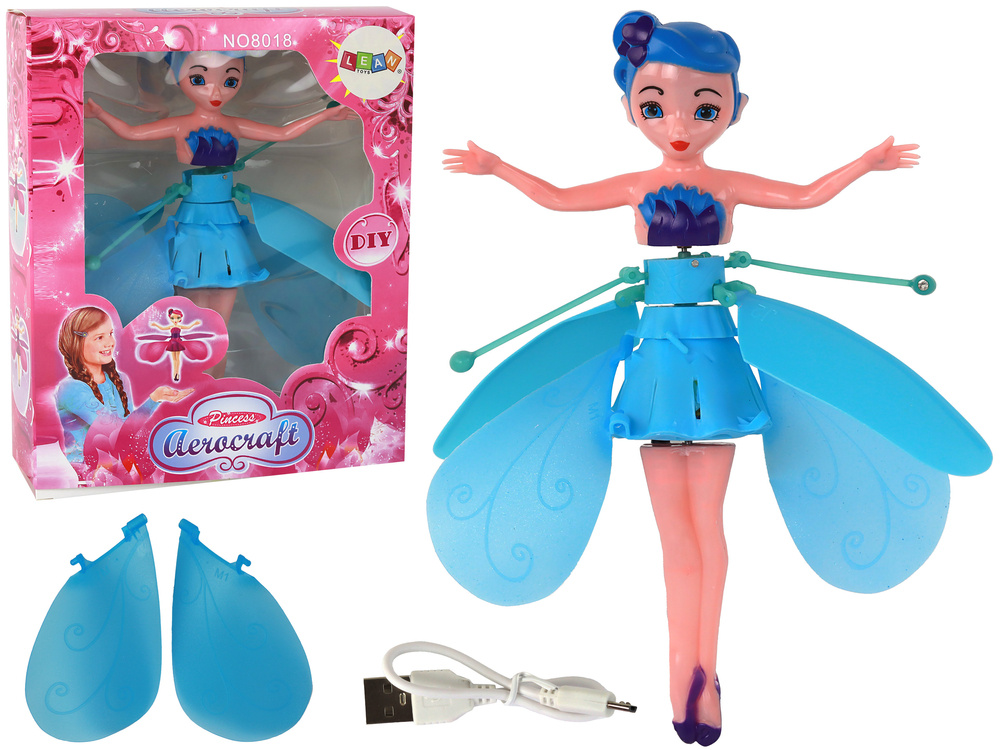Skraidanti lėlė valdoma ranka lean toys, mėlyna