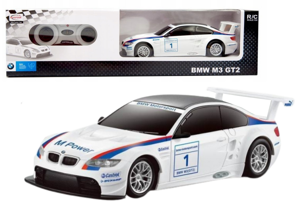 Nuotoliniu būdu valdomas BMW M3 GT2 modelis, baltas, 1:24