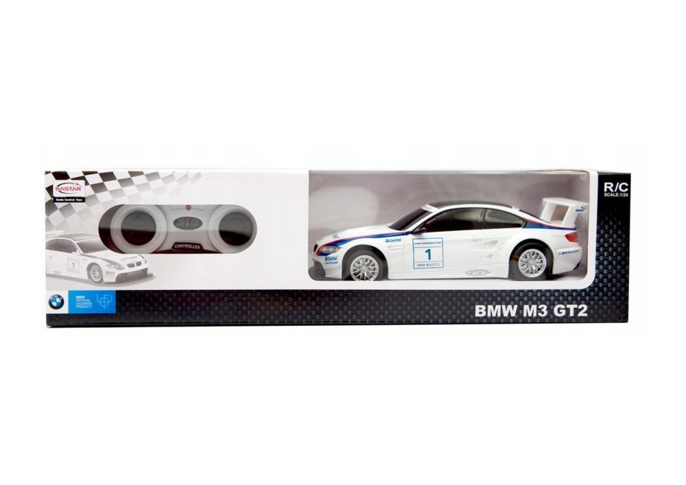 Nuotoliniu būdu valdomas BMW M3 GT2 modelis, baltas, 1:24 2