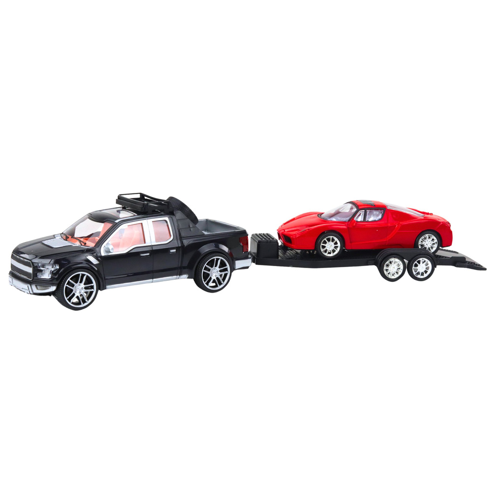 Bekelės žaislinis automobilis su priekaba ir sportiniu automobiliu, 59 cm 1