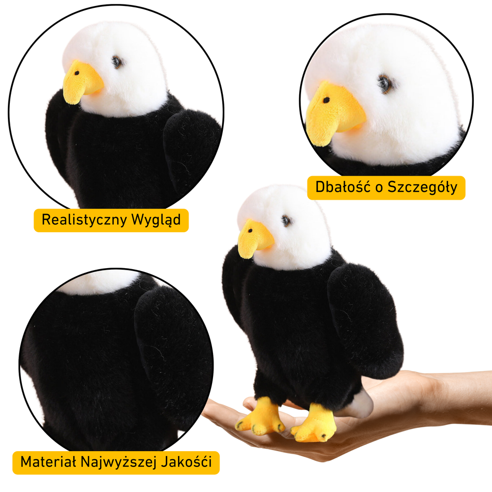 Pliušinis erelis 25 cm, juodai baltas