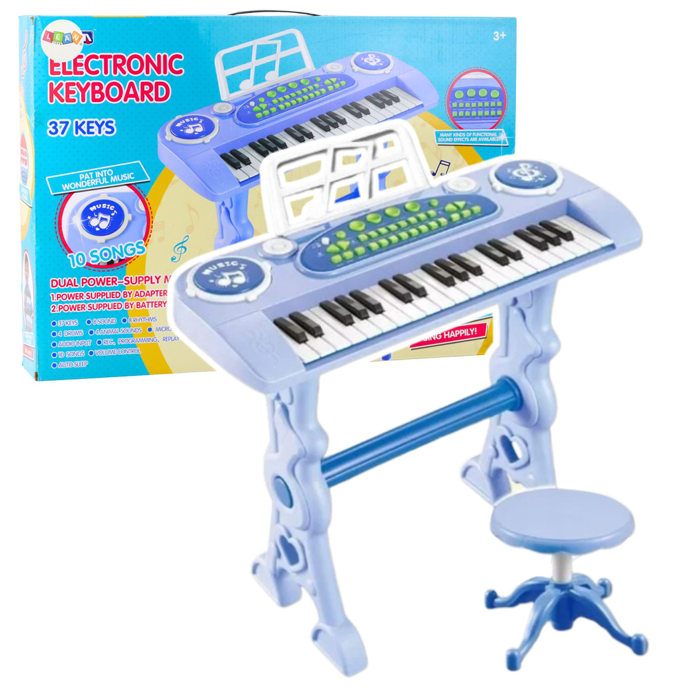 Elektroninis pianinas vaikams su mikrofonu, 37 klavišai, mėlynas