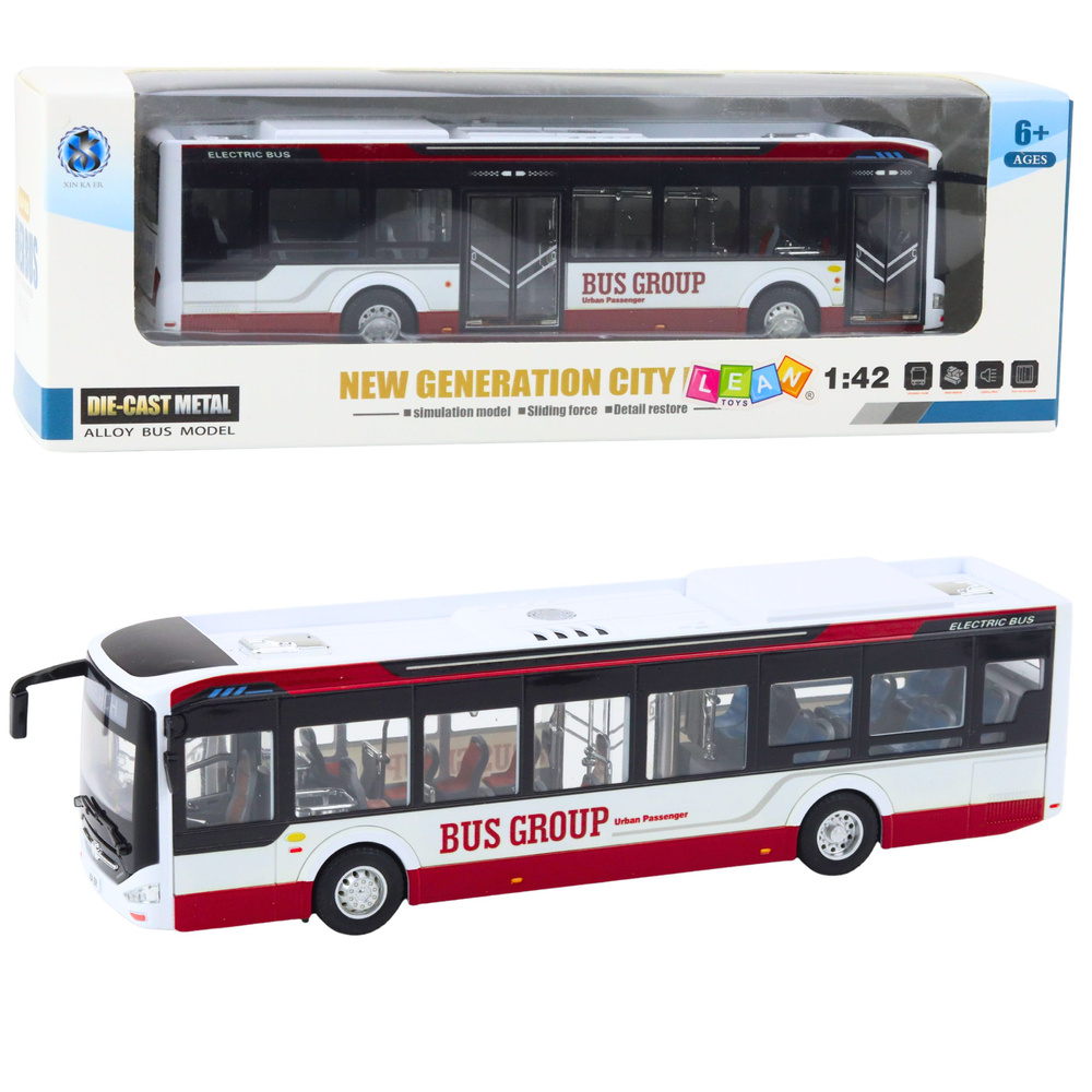 Metalinis miesto autobusas 1:42 su šviesomis ir garsu