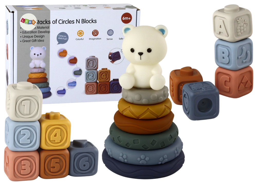 Rūšiuoklė lean toys pyramid teddy bear