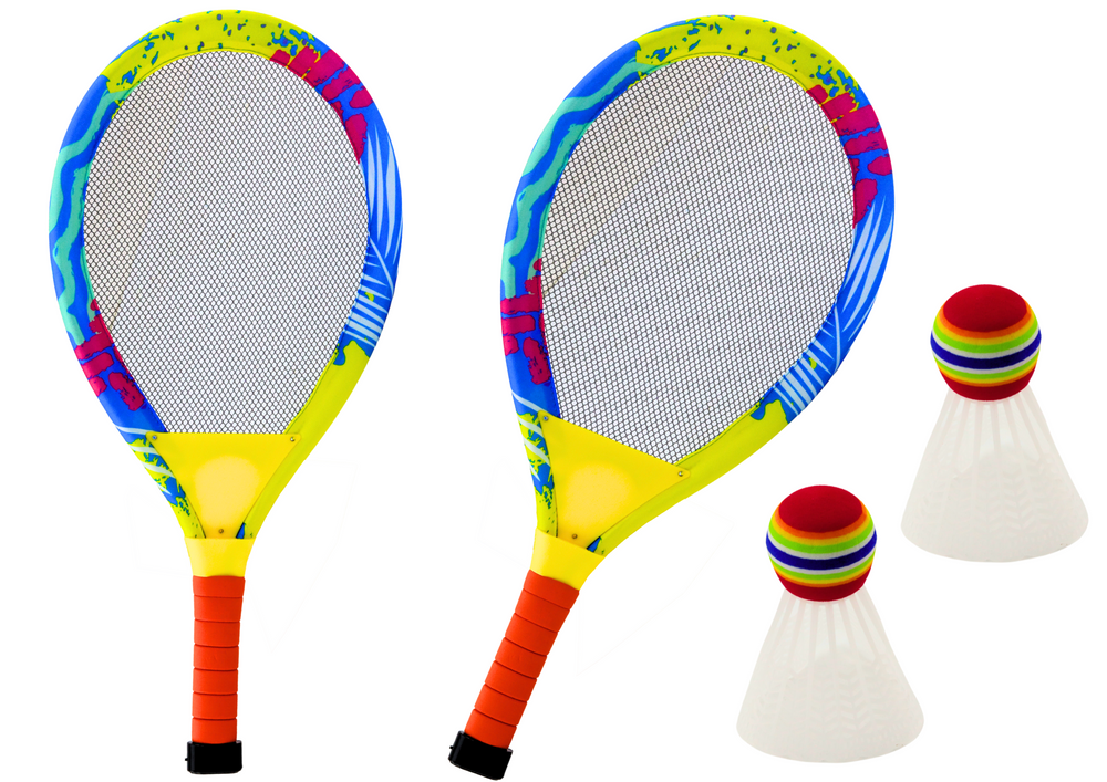Badmintono komplektas su šviečiančiomis raketėmis ir 2 kamuoliukais