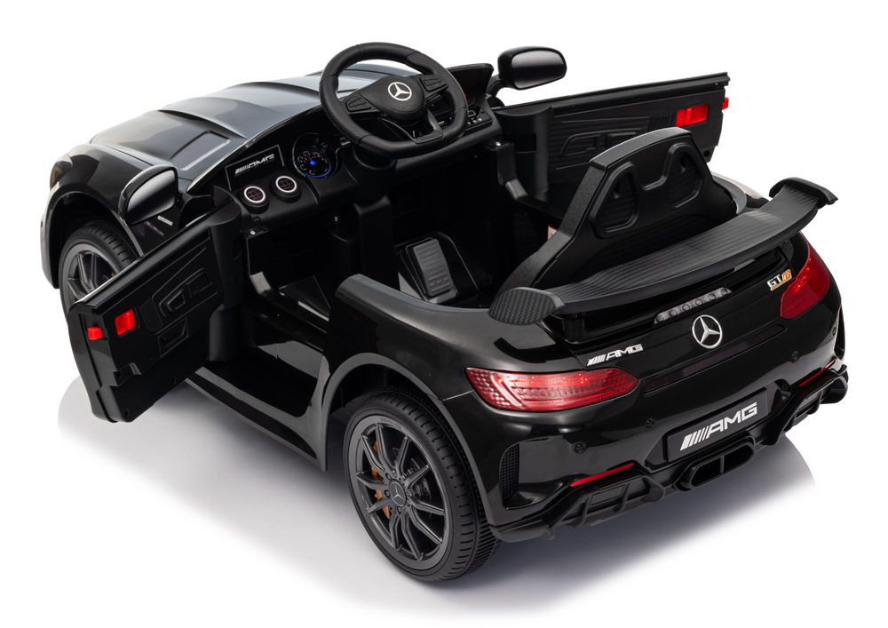 Juodas mercedes gtr akumuliatorinis automobilis vaikams