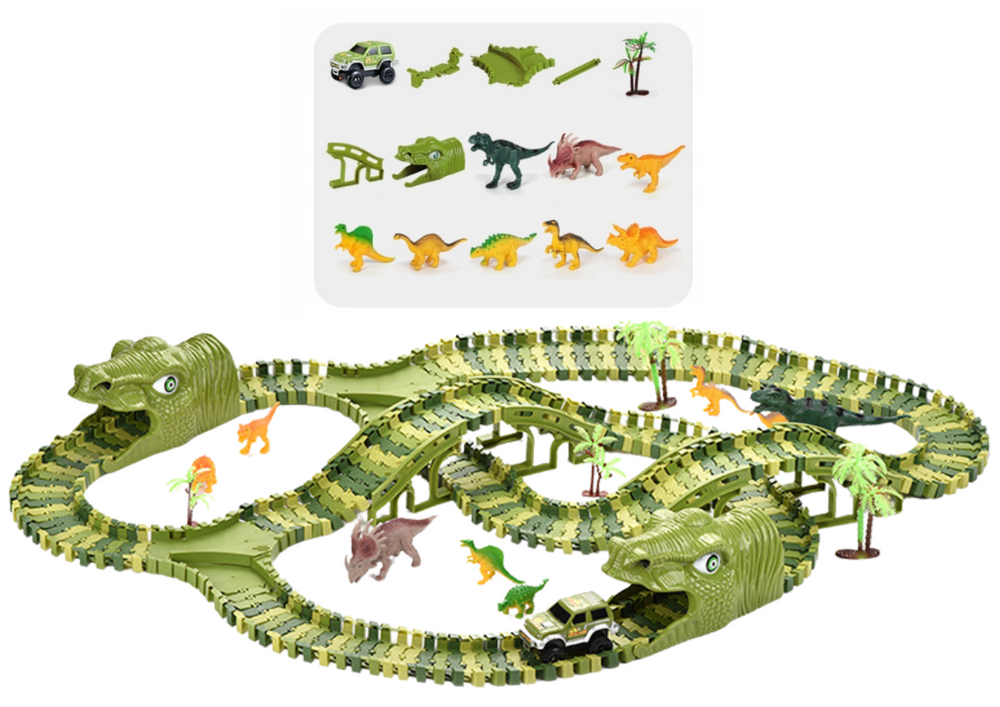 Dinozaurų lenktynių trasa vaikams, 240 dalių