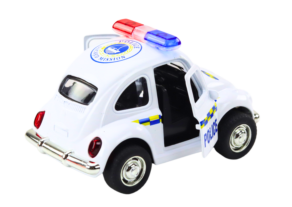Klasikinis 1:38 mastelio policijos automobilis su šviesomis ir garsu