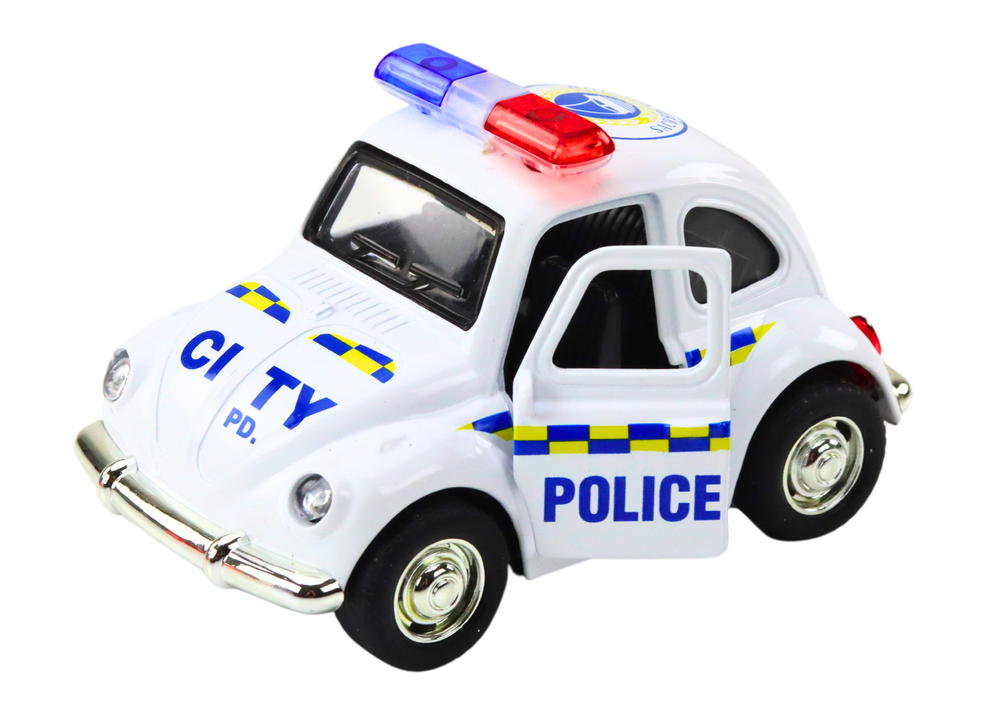 Klasikinis 1:38 mastelio policijos automobilis su šviesomis ir garsu
