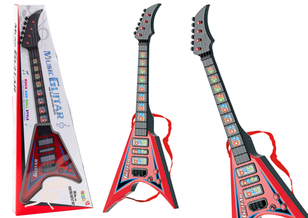 Elektrinė gitara vaikams su šviesų efektais, raudona