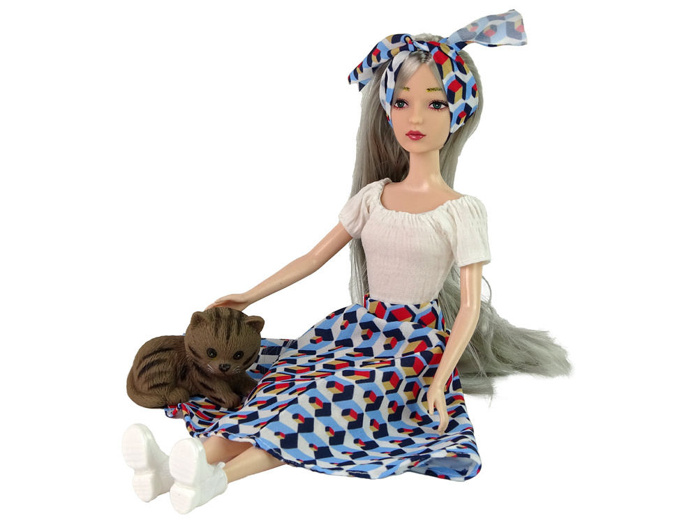 Lėlė su aksesuarais emily gray hair kitten swing