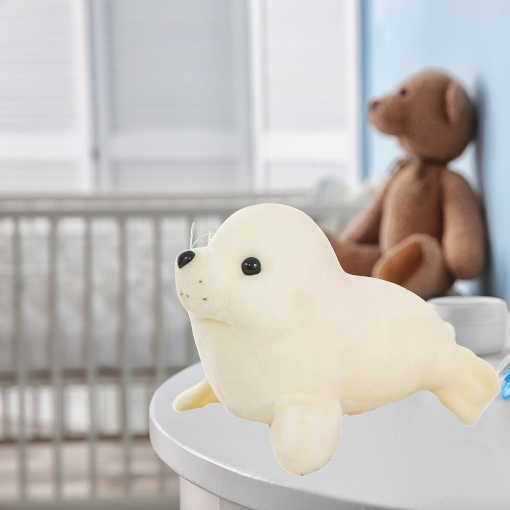 Baltas pliušinis ruonis, minkštas žaislas, 24 cm