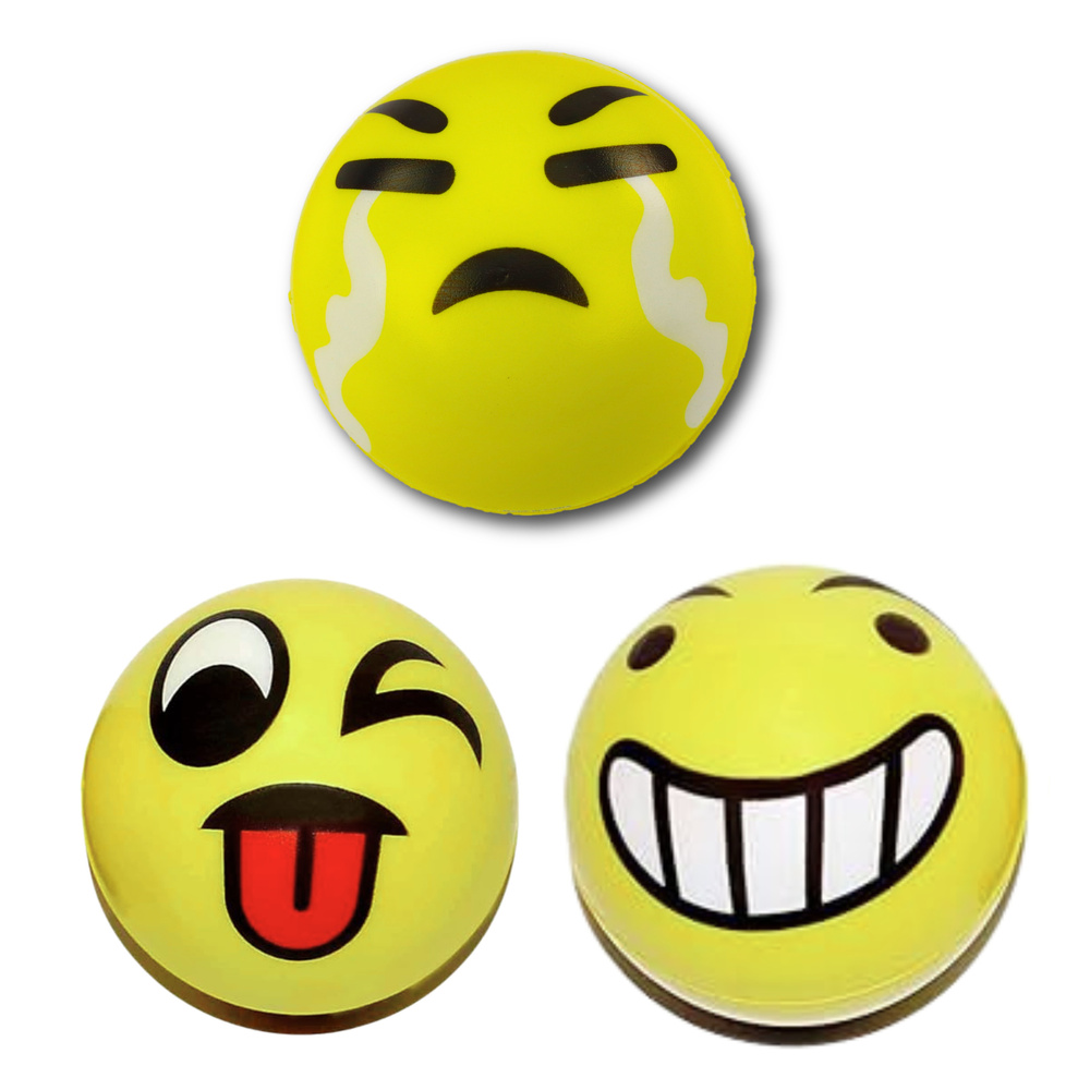 Geltonas 10 cm emojis kamuoliukas