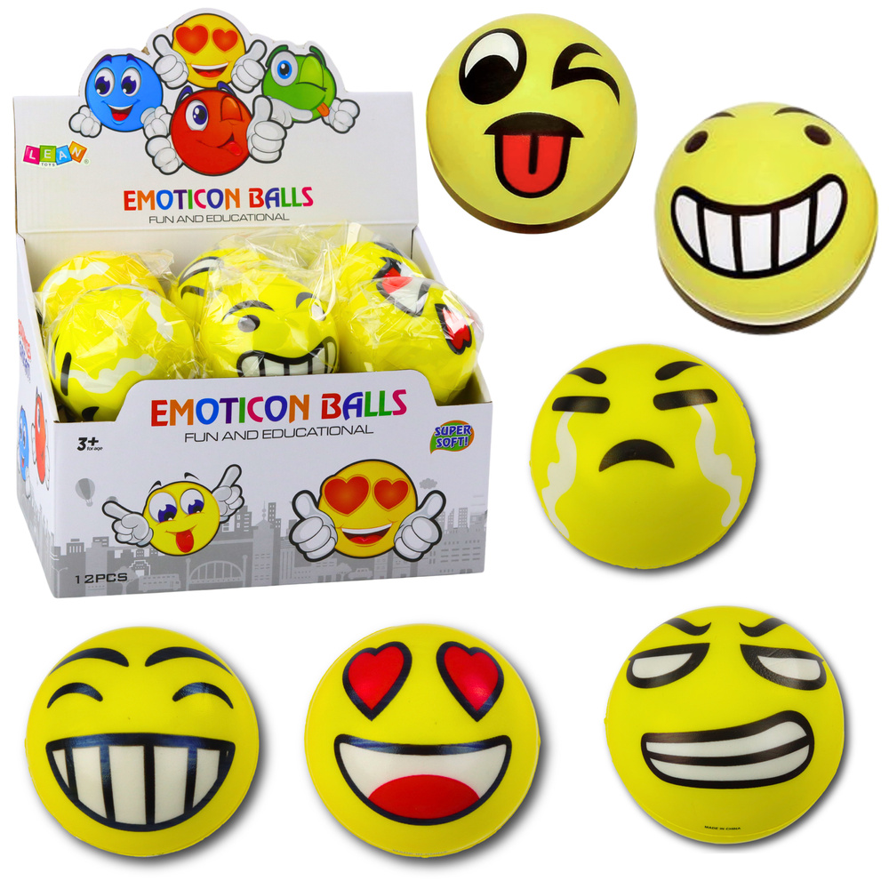 Geltonas 10 cm emojis kamuoliukas